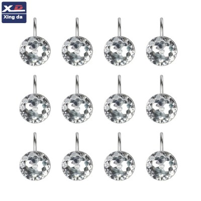 12 Pcs Decorative Acrylic  Rhinestones  Rolling Shower Curtain rings with different colorful