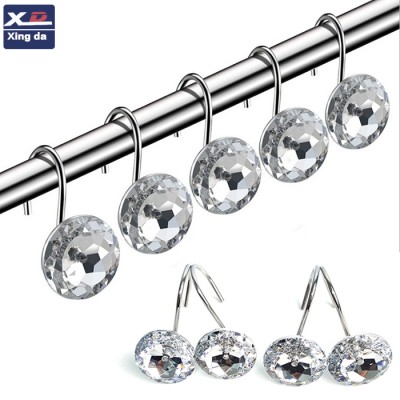 12 Pcs Decorative Acrylic  Rhinestones  Rolling Shower Curtain ring with different colorful