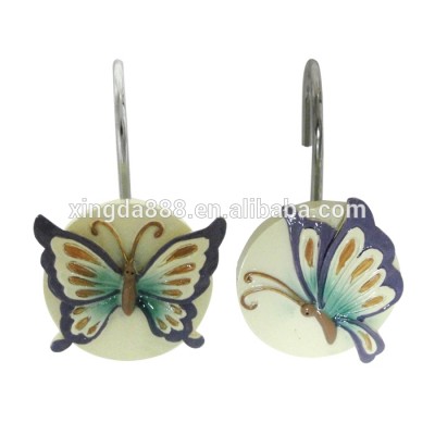 Butterfly design resin curtain hooks/shower hook,shower curtain hook /cute resin hook resin hooks/ handmade craft hooks