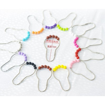 12 pcs colorful mental shower curtain rings shower curtain hooks/XD1001series 5 roller plastic ball shower curtain hooks