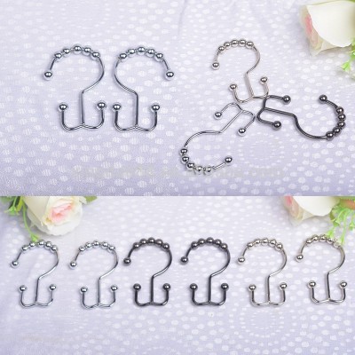 manufacture supply shower curtain hooks/Polished Satin Nickel 5 Roller ball Shower Curtain Rings Curtain Hooks